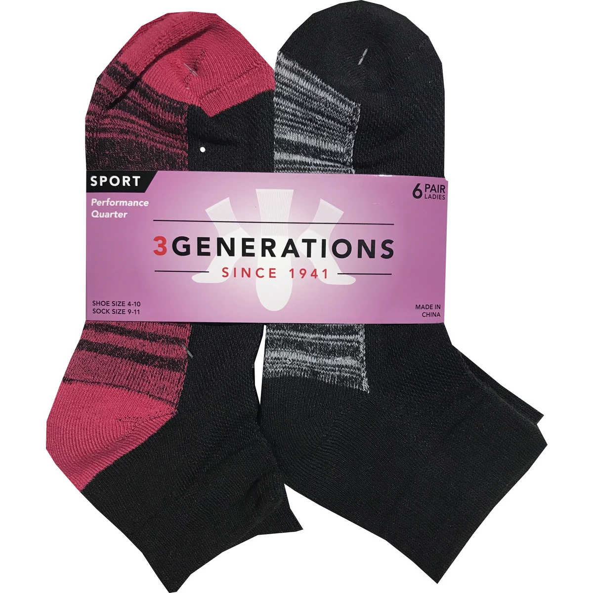 3 Generations Women's Ladies Performance Quarter, 6-Pair 1 3 Generations Women's Ladies Performance Quarter, 6-Pair