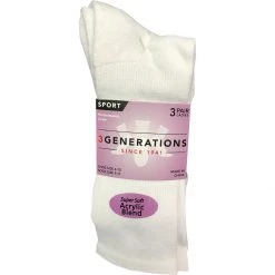 3 Generations Women's Ladies Half Cushion Foot Crew, 3-Pair