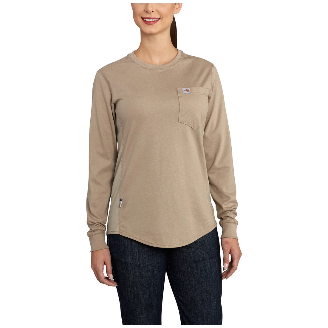 Carhartt Women's Flame-Resistant FORCE® Cotton Long-Sleeve Crewneck T-Shirt 1 Carhartt Women's Flame-Resistant FORCE® Cotton Long-Sleeve Crewneck T-Shirt