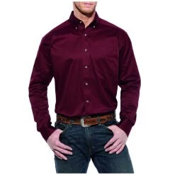 Ariat Men's Solid Twill Classic Fit Shirt Burgundy