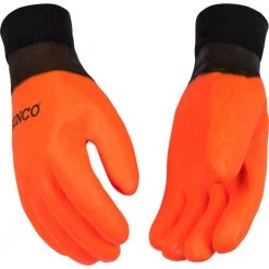 Kinco Men's Lined Hi-Vis Orange Sandy Finish PVC with Knit Wrist