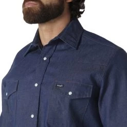 Wrangler Men's Long Sleeve Snap Work Shirt -Clothing & Footwear Sales sftp a s assets20210921000000142