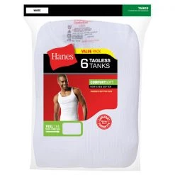 Hanes Men's Tagless ComfortSoft Tank Undershirts, 6-Pack