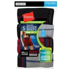 Hanes Men's Tagless Boxer Briefs with COOL DRI, 5-Pack
