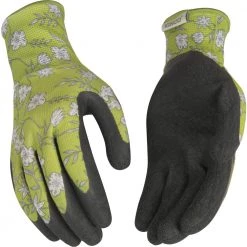 Kinco Women's Polyester Knit Shell & Latex Palm Clip Strip Kit, 12-Pair, 1791W-12CS-M, Lime Green Floral, Medium