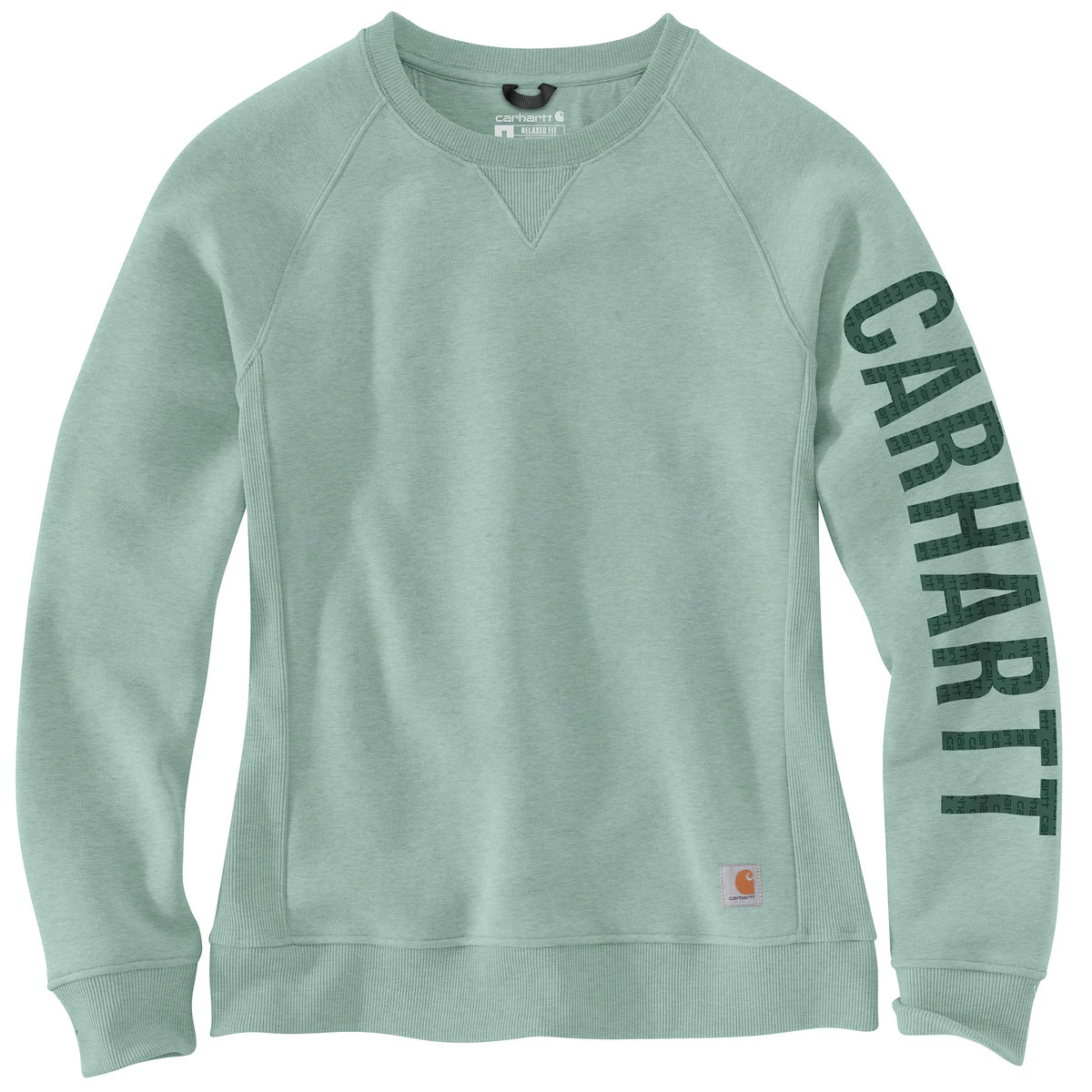 Carhartt Women's Relaxed Fit Midweight Crewneck Block Logo Sleeve Graphic Sweatshirt 1 Carhartt Women's Relaxed Fit Midweight Crewneck Block Logo Sleeve Graphic Sweatshirt