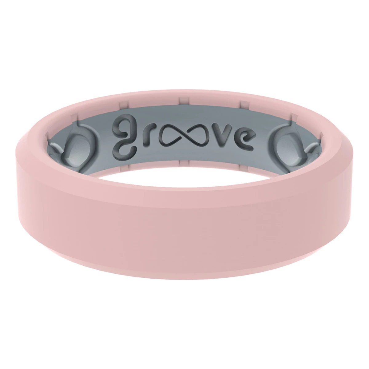 Groove Life Edge Thin Rose Quartz, R7-102-07, Ring Size 7 1 Groove Life Edge Thin Rose Quartz, R7-102-07, Ring Size 7