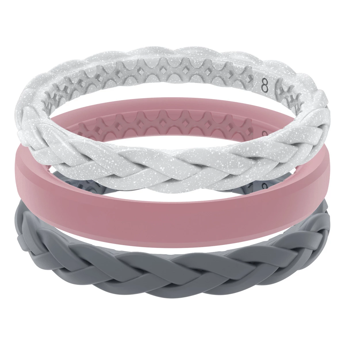 Groove Life Serenity Stackable, Grey / White / Pink, R9-112-08, Ring Size 8 1 Groove Life Serenity Stackable, Grey / White / Pink, R9-112-08, Ring Size 8